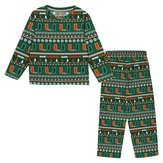 Infant & Newborn Outerstuff Green Miami Hurricanes Ugly Sweater Pajama Set
