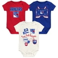 thumbnail image 1 of Infant & Newborn Outerstuff New York Rangers Littlest Player Three-Pack Bodysuit Set, 1 of 4