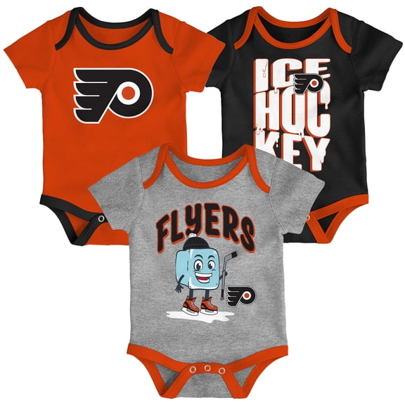 Infant & Newborn Outerstuff Philadelphia Flyers Triple Header Three-Piece Bodysuit Set