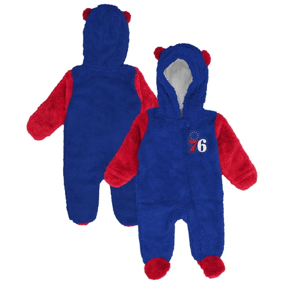 Infant & Newborn Outerstuff Royal Philadelphia 76ers Stay Napping Fleece Bunting Full-Zip Hooded Sleeper
