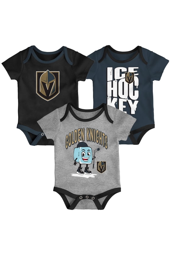 Infant & Newborn Outerstuff Vegas Golden Knights Triple Header Three-Piece Bodysuit Set