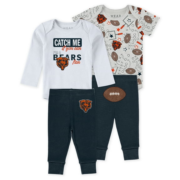 Infant & Newborn WEAR by Erin Andrews Chicago Bears Three-Piece Turn Me Around Bodysuits & Pant Set