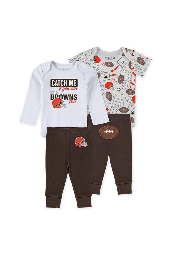 Infant & Newborn WEAR by Erin Andrews Cleveland Browns Three-Piece Turn Me Around Bodysuits & Pant Set