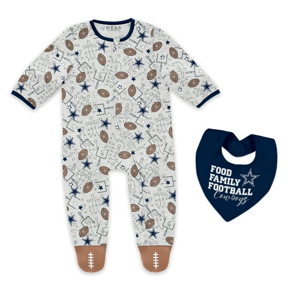 Infant & Newborn WEAR by Erin Andrews Dallas Cowboys Sleep and Play Full-Zip Sleeper & Bib Set