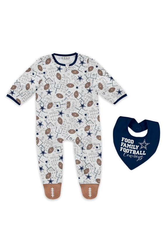Infant & Newborn WEAR by Erin Andrews Dallas Cowboys Sleep and Play Full-Zip Sleeper & Bib Set
