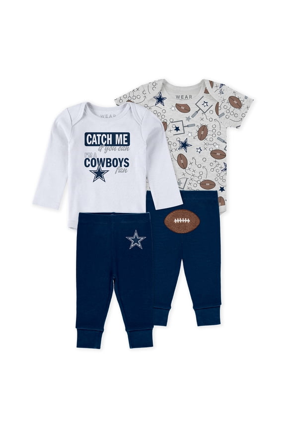 Infant & Newborn WEAR by Erin Andrews Dallas Cowboys Three-Piece Turn Me Around Bodysuits & Pant Set