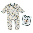 thumbnail image 1 of Infant & Newborn WEAR by Erin Andrews Green Bay Packers Holiday Full-Zip Sleeper & Bib Set, 1 of 3