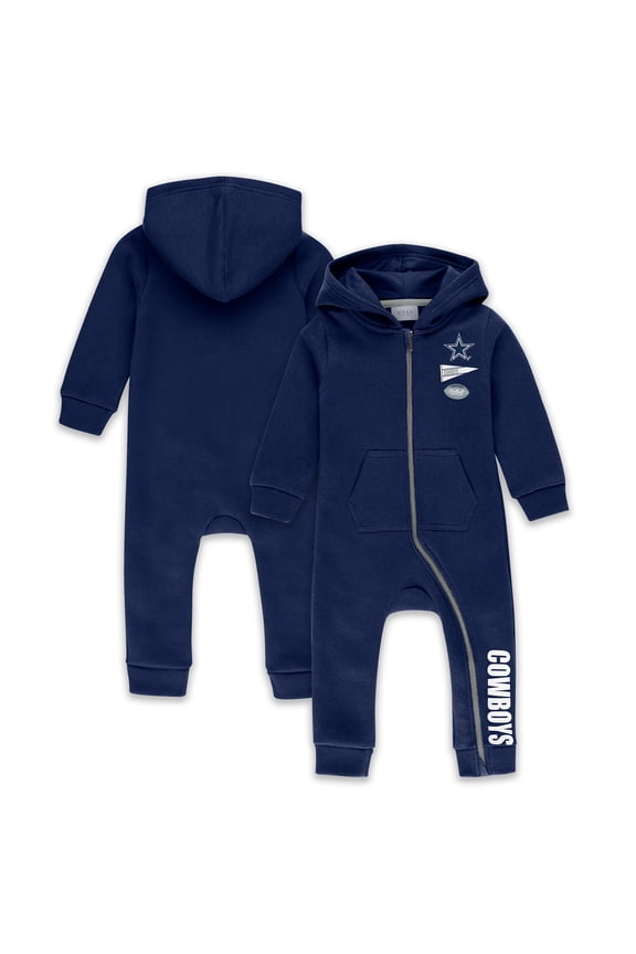Infant & Newborn WEAR by Erin Andrews Navy Dallas Cowboys Hooded Fleece Full-Zip Coverall
