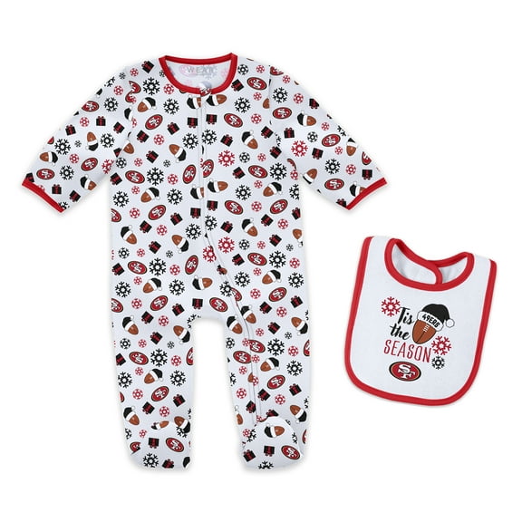 Infant & Newborn WEAR by Erin Andrews San Francisco 49ers Holiday Full-Zip Sleeper & Bib Set