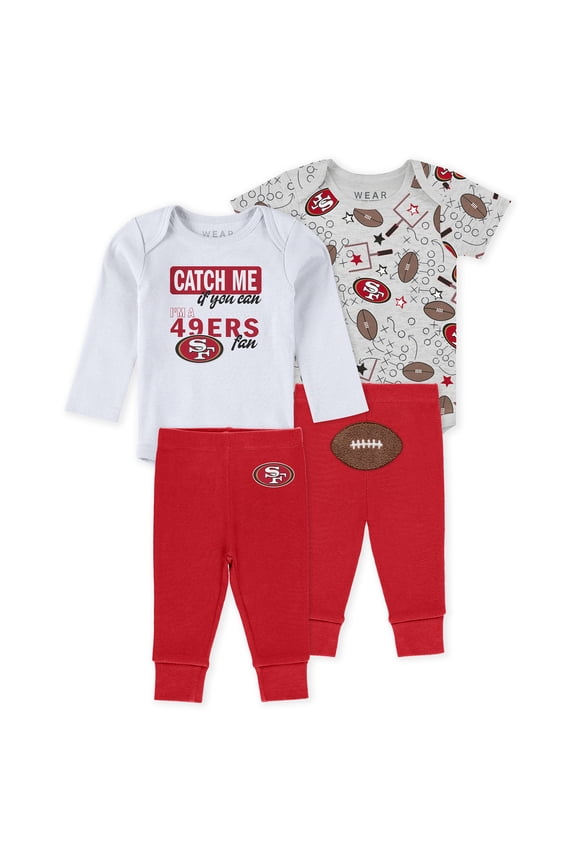 Infant & Newborn WEAR by Erin Andrews San Francisco 49ers Three-Piece Turn Me Around Bodysuits & Pant Set