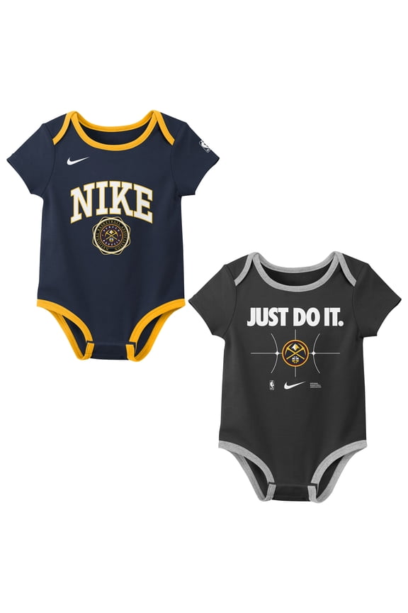 Infant Nike Navy/Black Denver Nuggets Just Do It Two-Pack Bodysuit Set