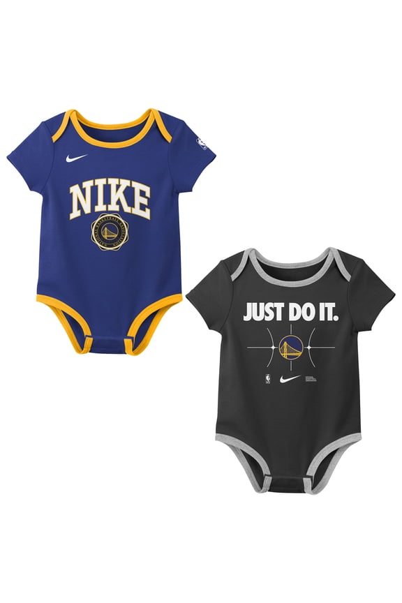 Infant Nike Royal/Black Golden State Warriors Just Do It Two-Pack Bodysuit Set