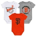 thumbnail image 1 of Infant Orange/White/Heather Gray San Francisco Giants Biggest Little Fan 3-Pack Bodysuit Set, 1 of 4