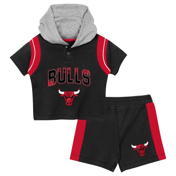 Infant Outerstuff Black Chicago Bulls Get Back Short Sleeve Hoodie & Shorts Two-Pack Set
