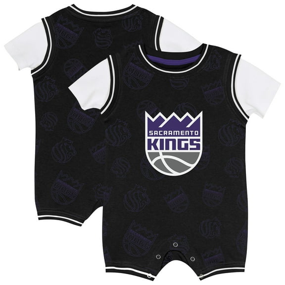 Infant Outerstuff Black Sacramento Kings Logo Mania Romper
