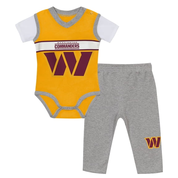 Infant Outerstuff Gold/Heather Gray-Washington Commanders Two-Piece Jersey Bodysuit & Pants Set