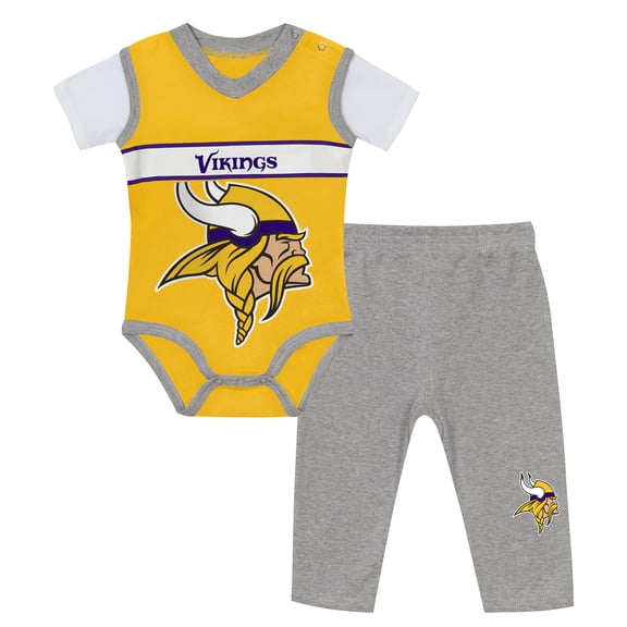 Infant Outerstuff Gold/Heather Gray-Minnesota Vikings Two-Piece Jersey Bodysuit & Pants Set