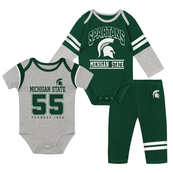 Infant Outerstuff Michigan State Spartans Double Up Three-Piece Bodysuits & Pants Set