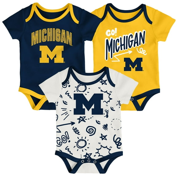 Infant Outerstuff Michigan Wolverines All Day Play Three-Piece Bodysuit Set