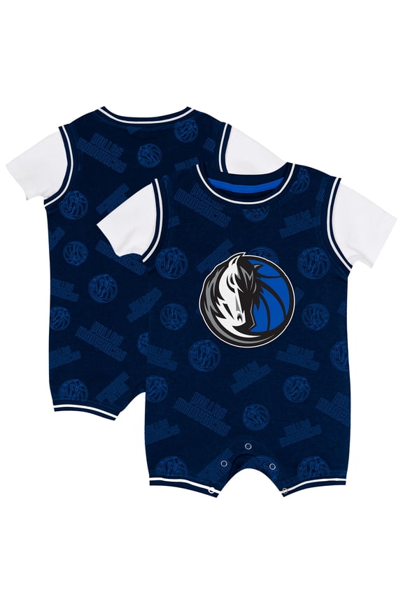 Infant Outerstuff Navy Dallas Mavericks Logo Mania Romper