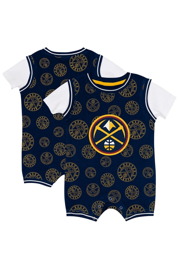 Infant Outerstuff Navy Denver Nuggets Logo Mania Romper