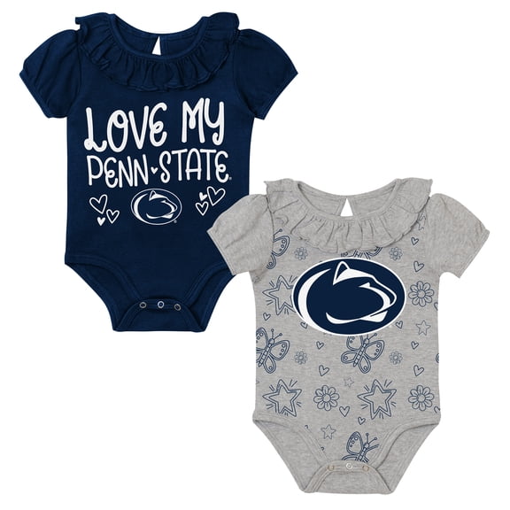 Infant Outerstuff  Navy/Gray Penn State Nittany Lions Two-Pack Playtime Ruffle Bodysuit Set