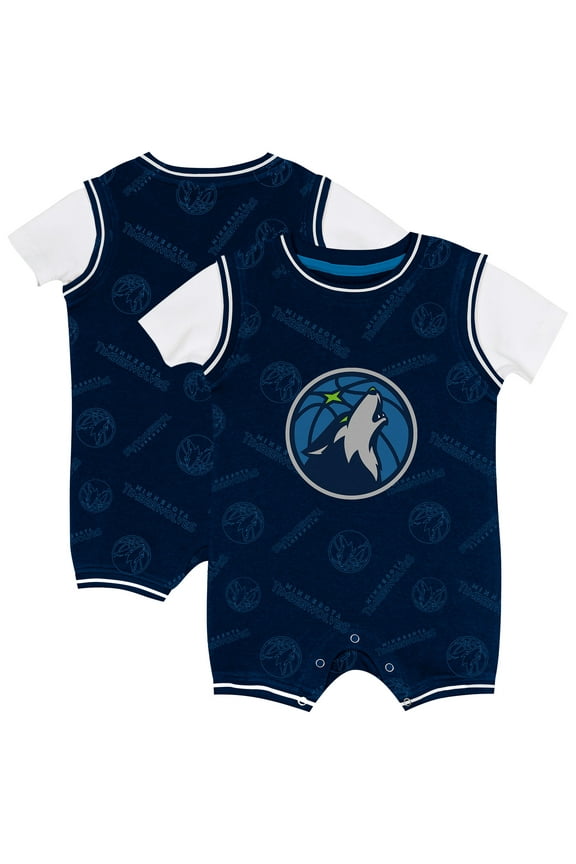 Infant Outerstuff Navy Minnesota Timberwolves Logo Mania Romper