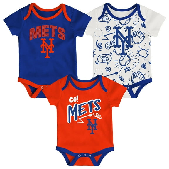 Infant Outerstuff New York Mets All Day Play Three-Piece Bodysuit Set