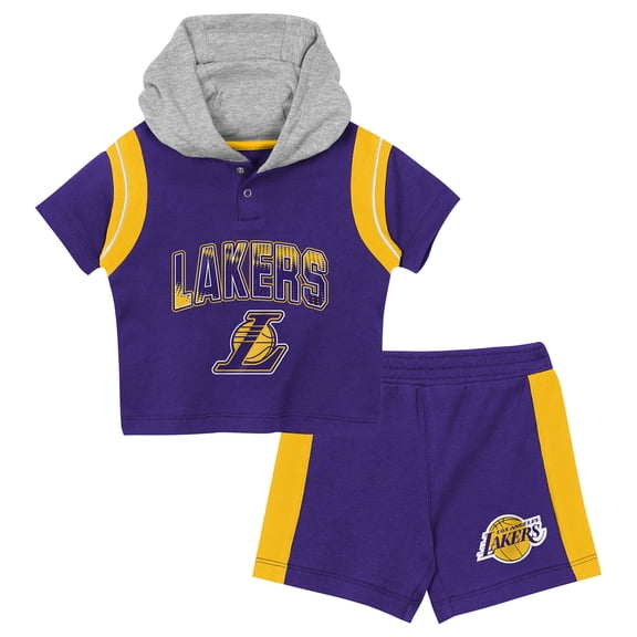Infant Outerstuff Purple Los Angeles Lakers Get Back Short Sleeve Hoodie & Shorts Two-Pack Set