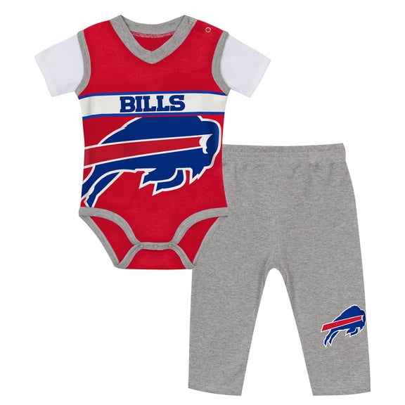 Infant Outerstuff Red/Heather Gray-Buffalo Bills Two-Piece Jersey Bodysuit & Pants Set