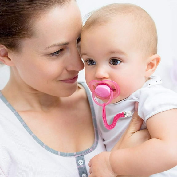 Infant Pacifier Clip Pacifier Holder LNGOOR 4 Pack Universal Braided Flexible Pacifier Leash Teething Ring Holders for Boys and Girls Baby Teething Toy, Soothie by Hand-Made