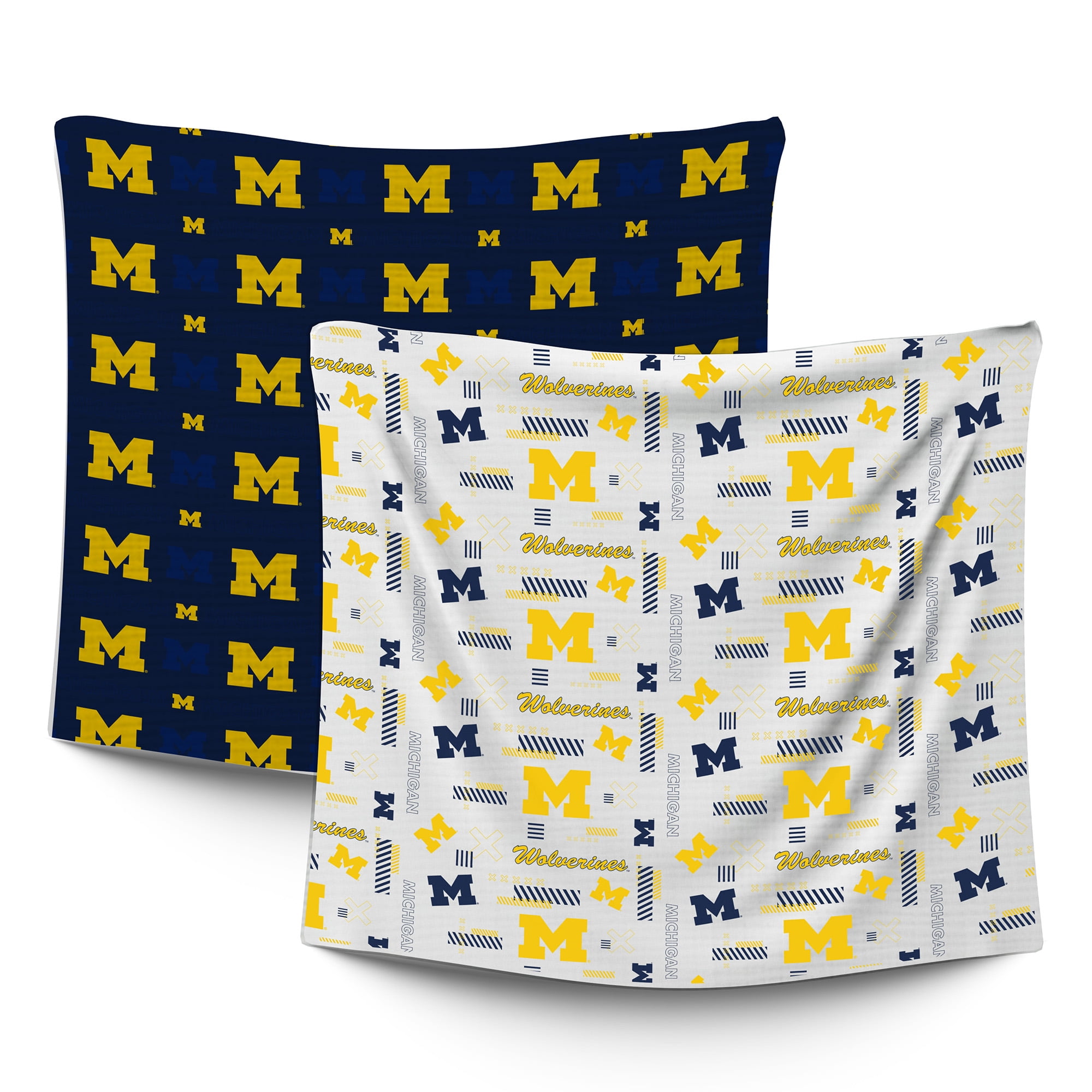 Michigan Wolverines Blue and White Cotton Baby Swaddle Blankets