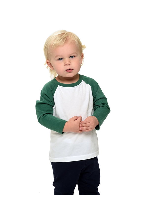Infant Raglan Tee-White/Kelly Green-12-18m