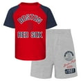 thumbnail image 1 of Infant Red/Heather Gray Boston Red Sox Ground Out Baller Raglan T-Shirt and Shorts Set, 1 of 3