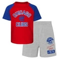 thumbnail image 1 of Infant Red/Heather Gray Chicago Cubs Ground Out Baller Raglan T-Shirt and Shorts Set, 1 of 3