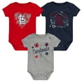 thumbnail image 1 of Infant Red/Navy/Gray St. Louis Cardinals Batter Up 3-Pack Bodysuit Set, 1 of 3