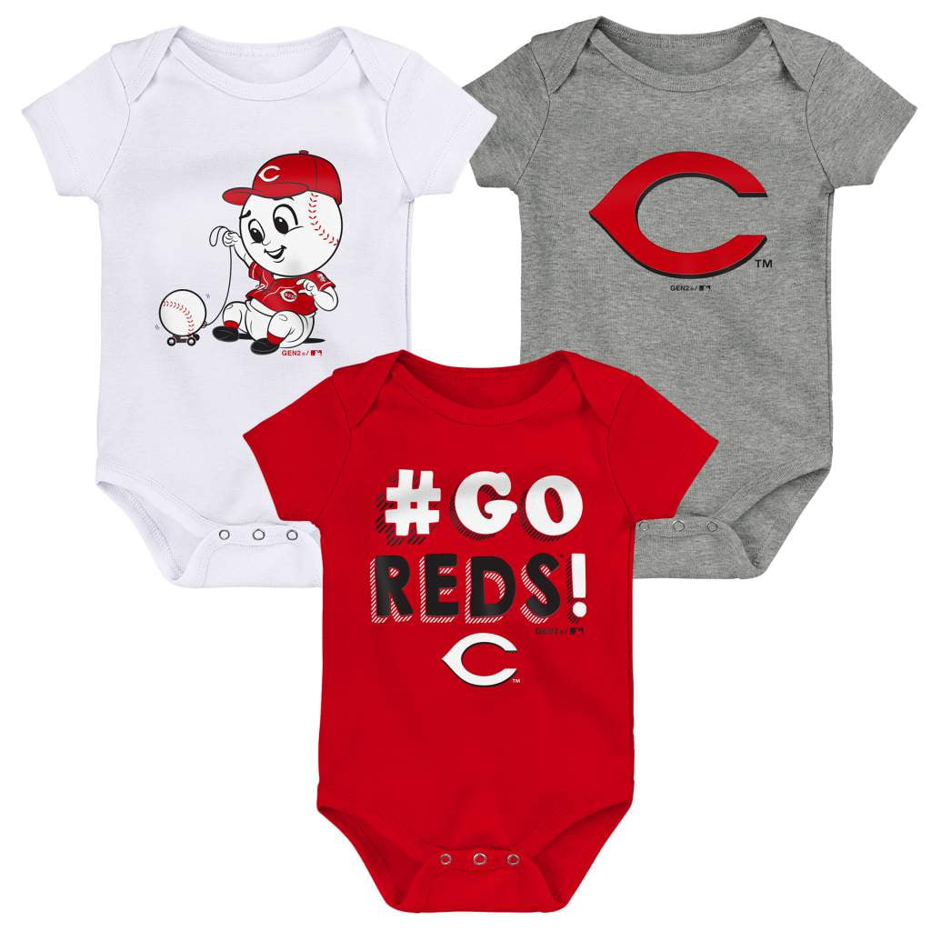 Infant Red White Gray Cincinnati Reds Born To Win 3 Pack Bodysuit Set