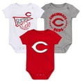 thumbnail image 1 of Infant Red/White/Heather Gray Cincinnati Reds Biggest Little Fan 3-Pack Bodysuit Set, 1 of 4