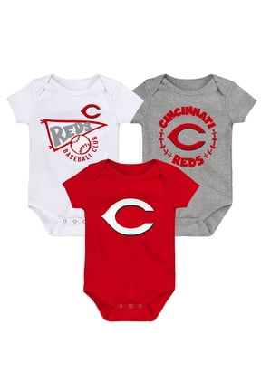 Infant Red/White/Heather Gray Cincinnati Reds Biggest Little Fan 3-Pack Bodysuit Set