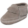 thumbnail image 1 of Minnetonka Riley Moccasin Booties (Infant/Toddler), Grey 6 Toddler, 1 of 6
