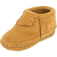 thumbnail image 1 of Minnetonka Riley Moccasin Booties (Infant/Toddler), Taupe 2 Infant, 1 of 5
