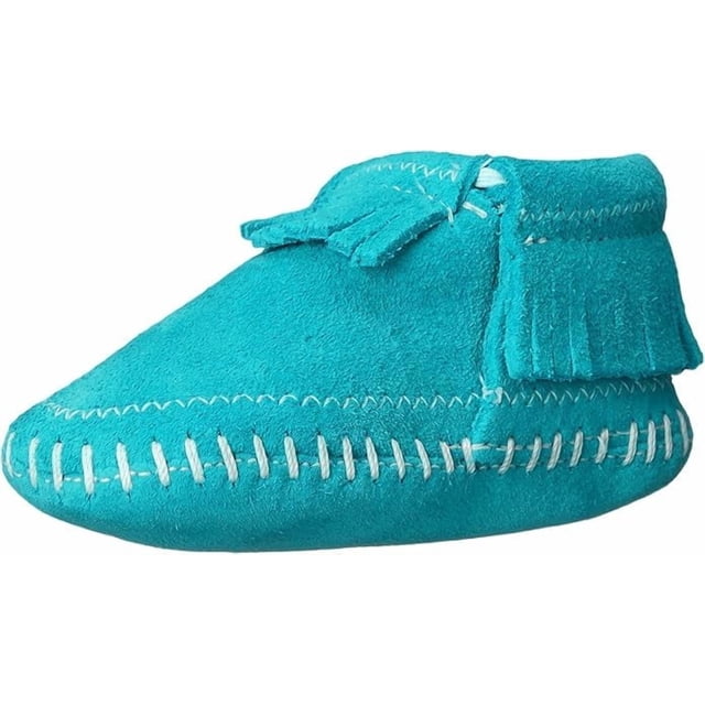 Minnetonka Riley Moccasin Booties (Infant/Toddler), Turquoise 6 Toddler