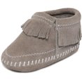 thumbnail image 1 of Minnetonka Riley Moccasin Booties (Infant/Toddler), Grey 5 Toddler, 1 of 5