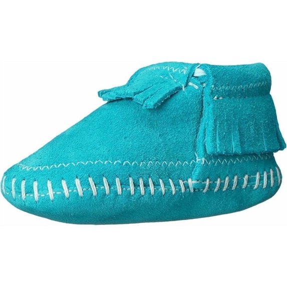 Minnetonka Infant-Girls' Riley Moccasin Booties Turquoise 1 M US
