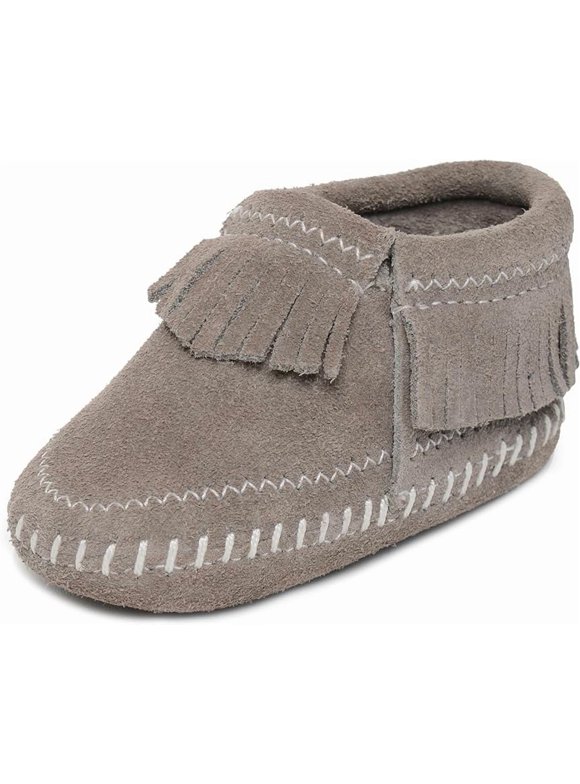 Riley Moccasin Booties (Infant/Toddler), Grey 4 Toddler