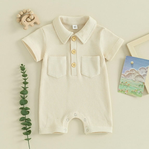 Infant Romper Girl Boys' Jumpsuit Summer Clothes Outdoor Clothes Boys Lapel Short Sleeve Rompers Baby Girl Clothes