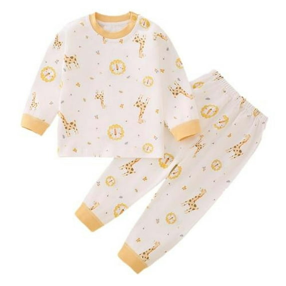 Infant Rompers 6-9 Months Girls Toddler Pajamas Children's Printed Home Two-piece Long Sleeve Round Neck Top/shirt Set