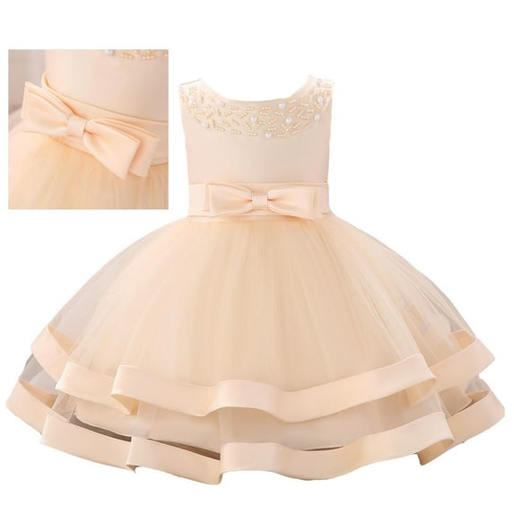 Rose GoldDresses for Girls Ruffle Sleeveless Tulle Dress Toddler Birthday Dress Girls Dresses for Teens 0-3 M