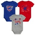 thumbnail image 1 of Infant Royal/Red/Gray Chicago Cubs Batter Up 3-Pack Bodysuit Set, 1 of 3