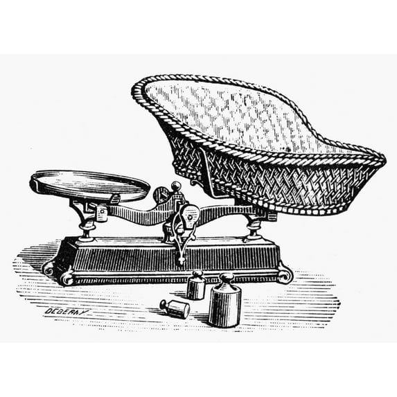 Infant Scale C1900. Nscale For Weighing A Baby. Nline Engraving French C1900. Poster Print by